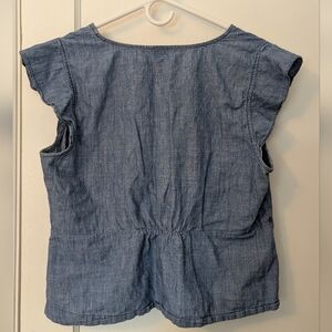 J. By J. Crew chambray faux wrap top with flutter sleeves